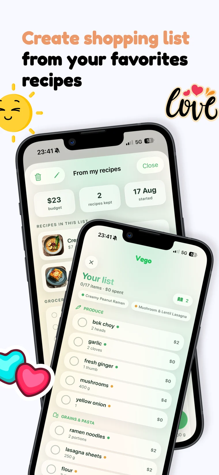 Create a shopping list from your favourite recipes